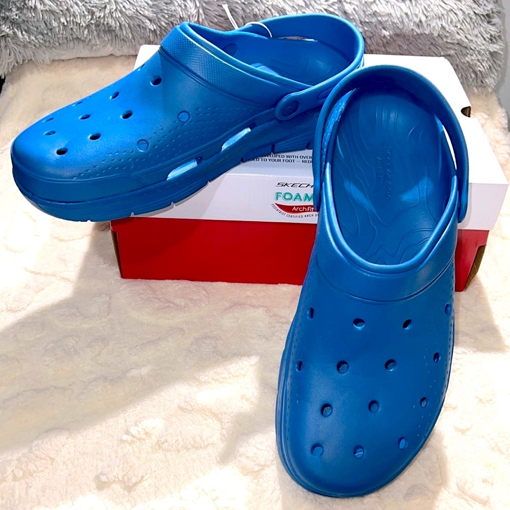 Skechers Men’s Blue Valiant Foamies Arch Fit Sandals Clogs Shoes Size 12 “NIB”